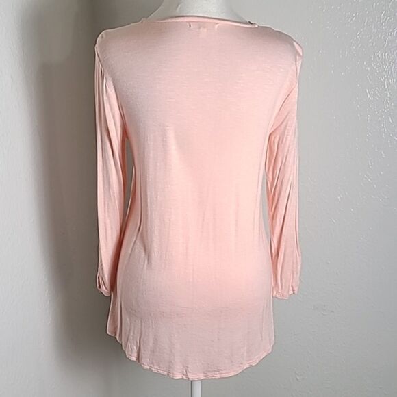 Maurices Pink Top with Embroidered Lace Neckline, Size Small - Picture 6 of 8